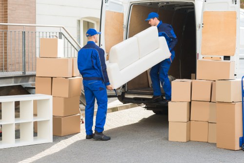 Moving van outside a residential property near Brondesbury